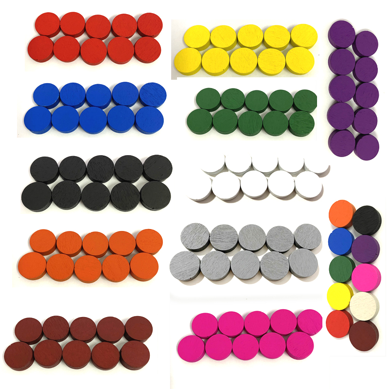 Board Game Loop - 50pieces 15*5MM 11 Colors Wooden Disk