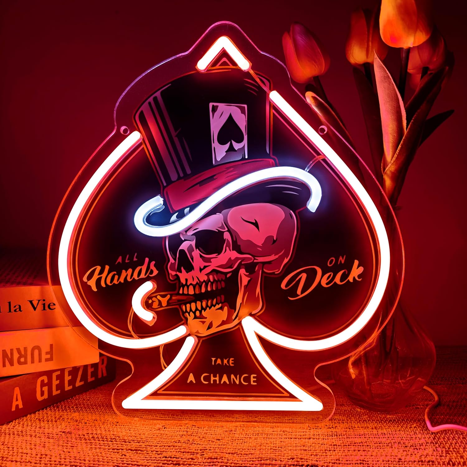 Board Game Hotel - Skull Ace of Spades Neon Signs