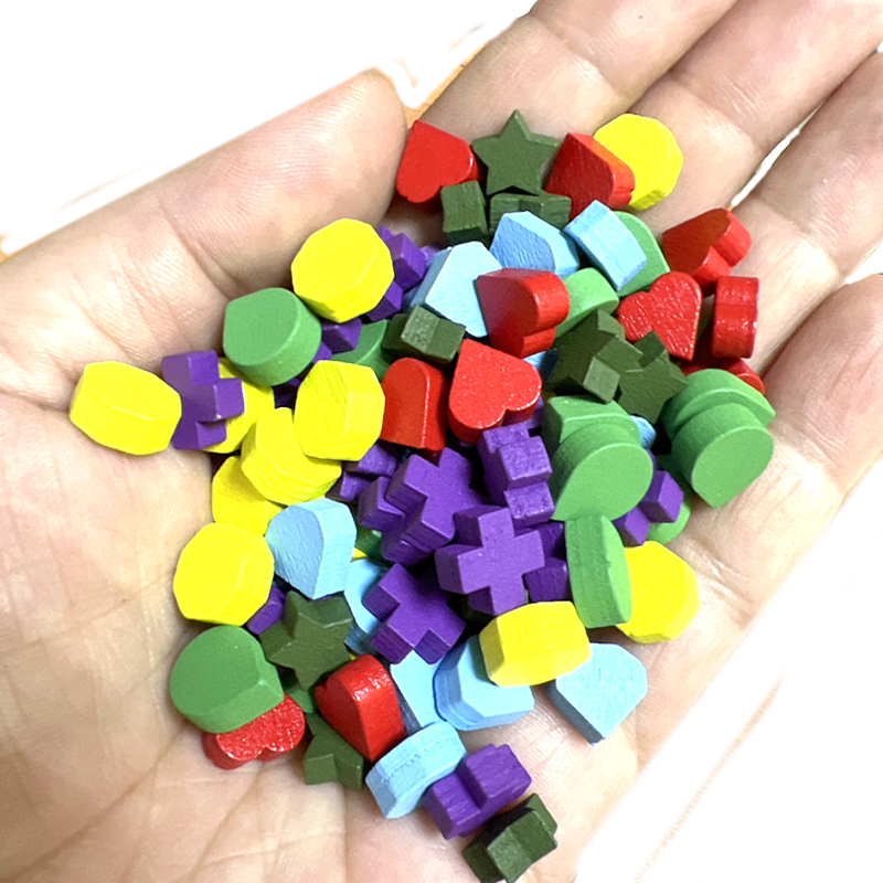 Board Game Verdant - 100Pcs 10mm Heart/Diamond/Water/Cross/Star Pawn Wood Chessman